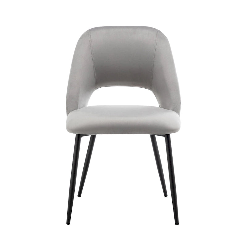 Chaises de salle à manger en velours avec pieds en acier, lot de 2