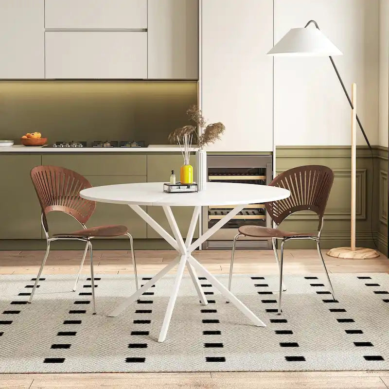 Table à manger ronde à pieds croisés, 47,24 po, style moderne