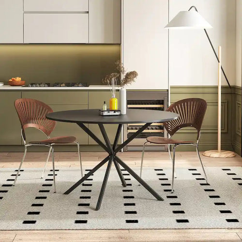 Table à manger ronde à pieds croisés, 47,24 po, style moderne