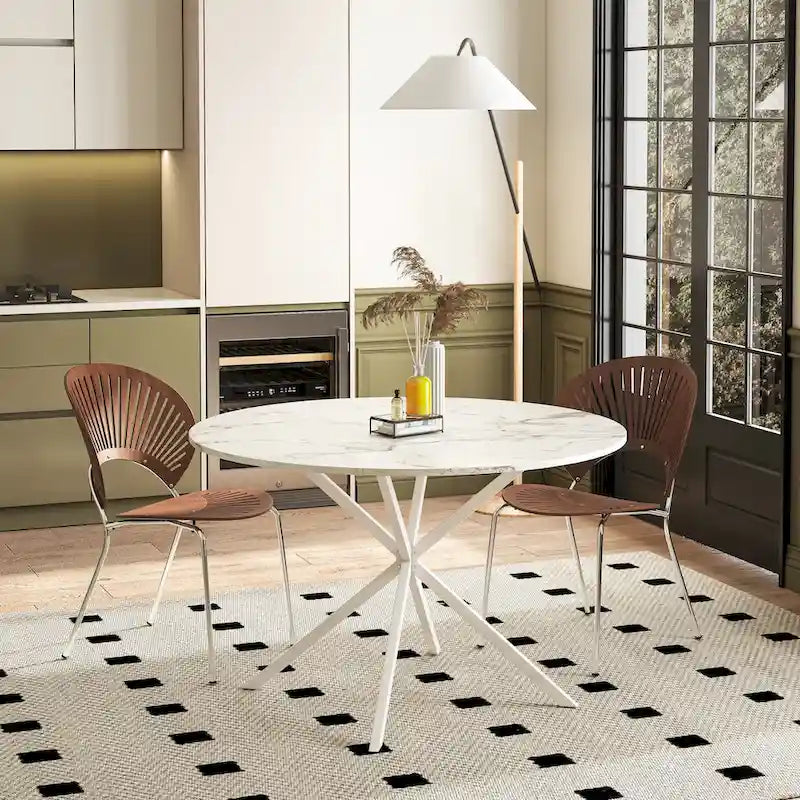 Table à manger ronde à pieds croisés, 47,24 po, style moderne