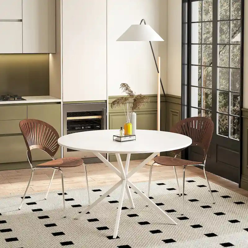 Table à manger ronde à pieds croisés, 47,24 po, style moderne
