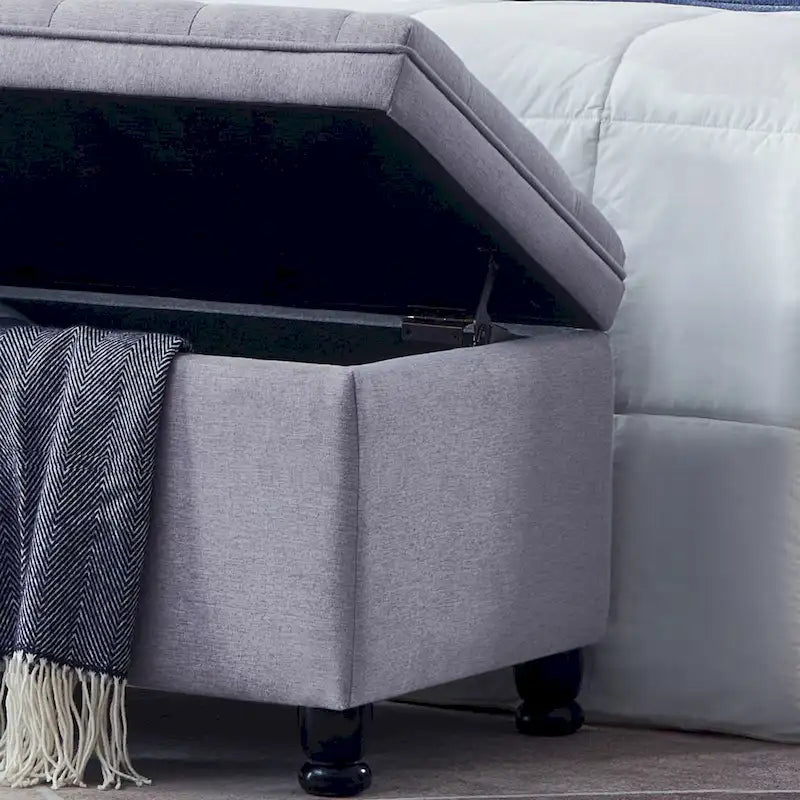 Banc de rangement capitonné avec boutons