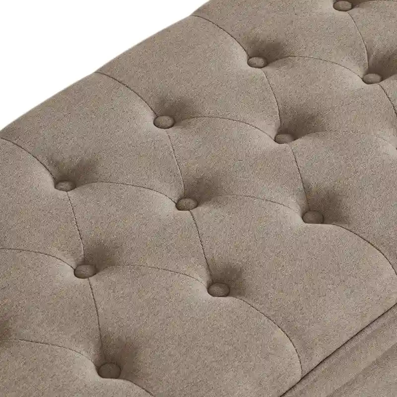 Banc de rangement capitonné avec boutons