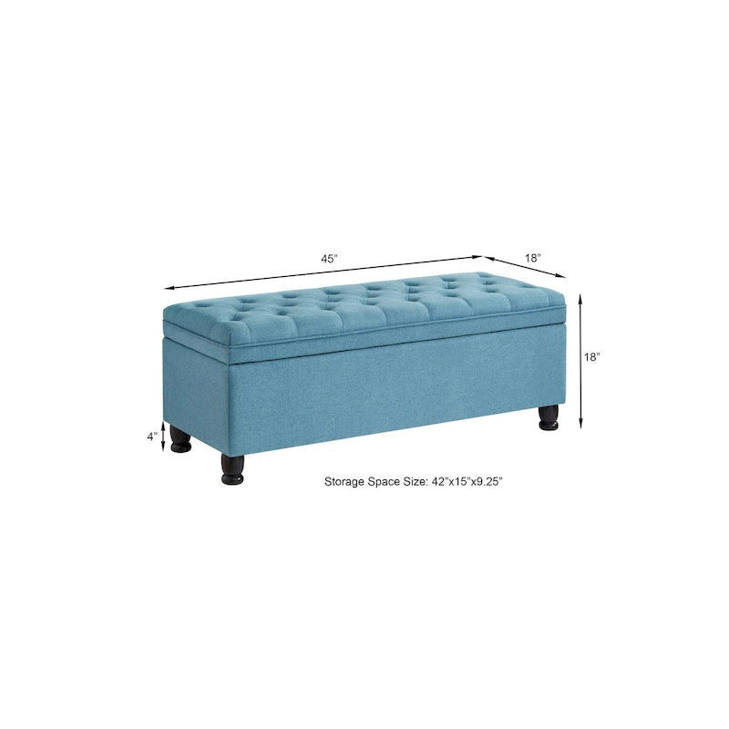 Banc de rangement capitonné avec boutons