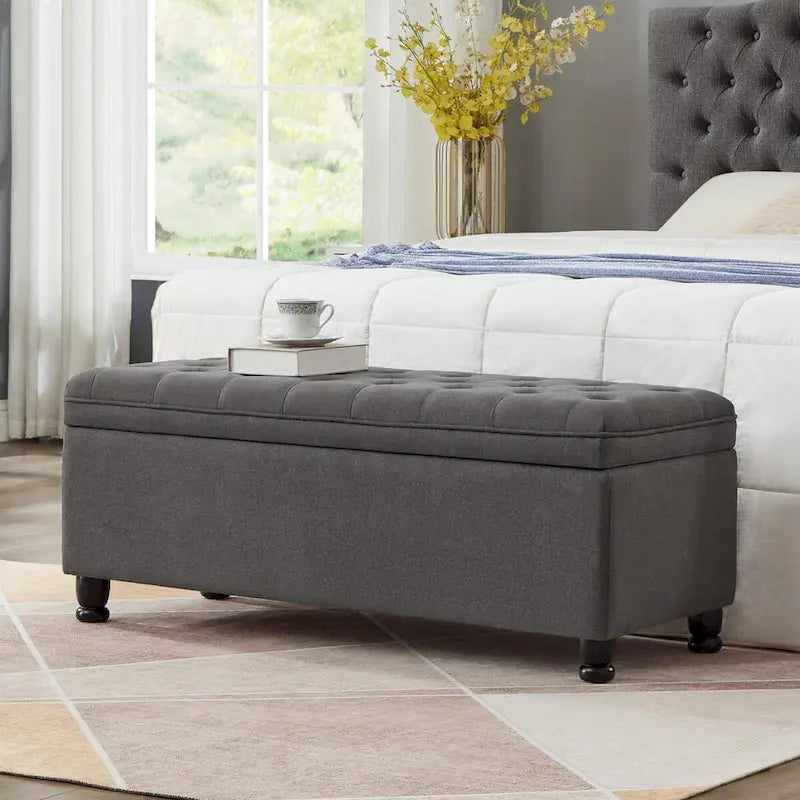 Banc de rangement capitonné avec boutons