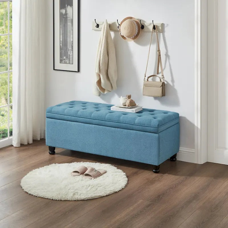 Banc de rangement capitonné avec boutons