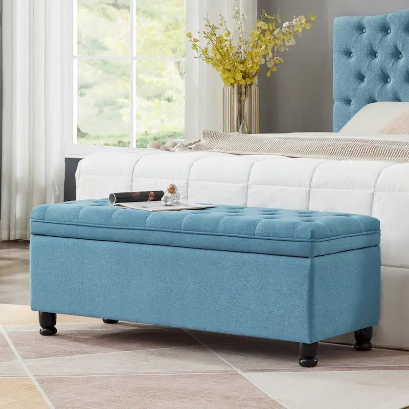 Banc de rangement capitonné avec boutons