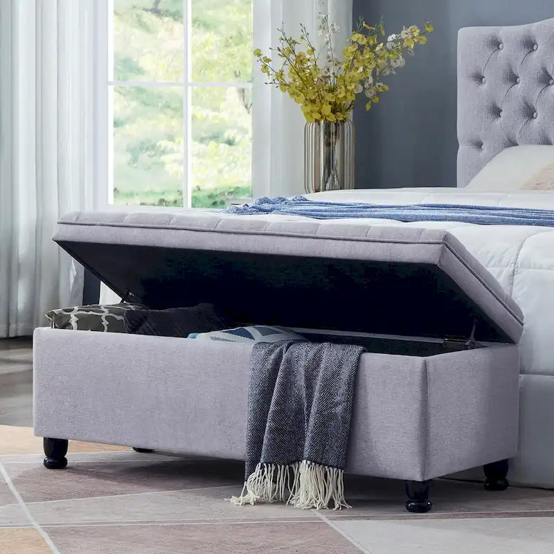 Banc de rangement capitonné avec boutons