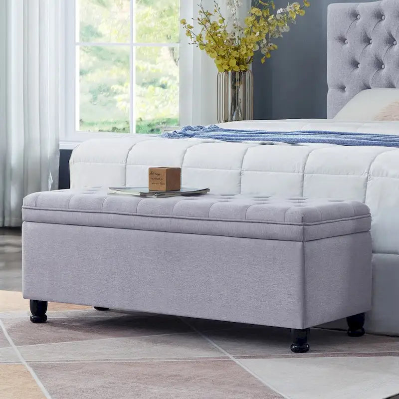 Banc de rangement capitonné avec boutons