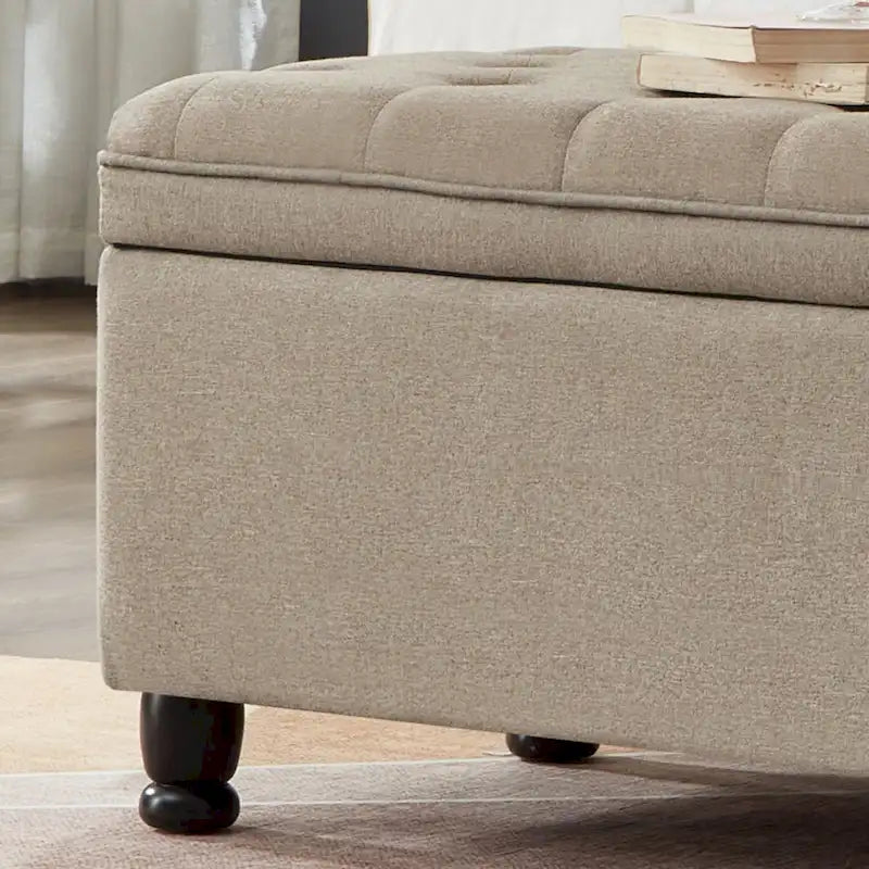 Banc de rangement capitonné avec boutons