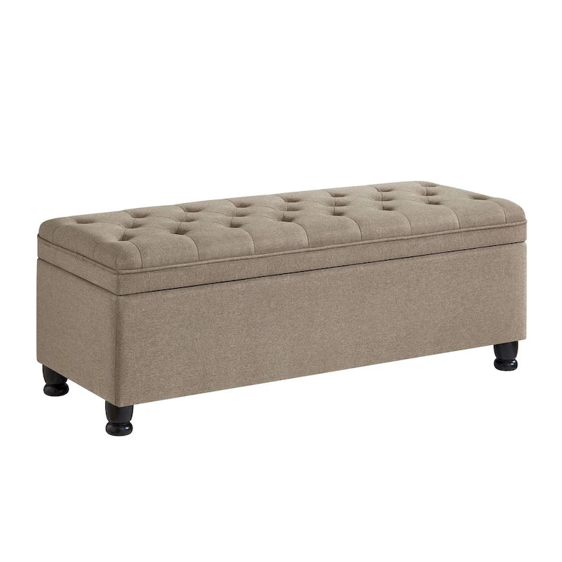 Banc de rangement capitonné avec boutons