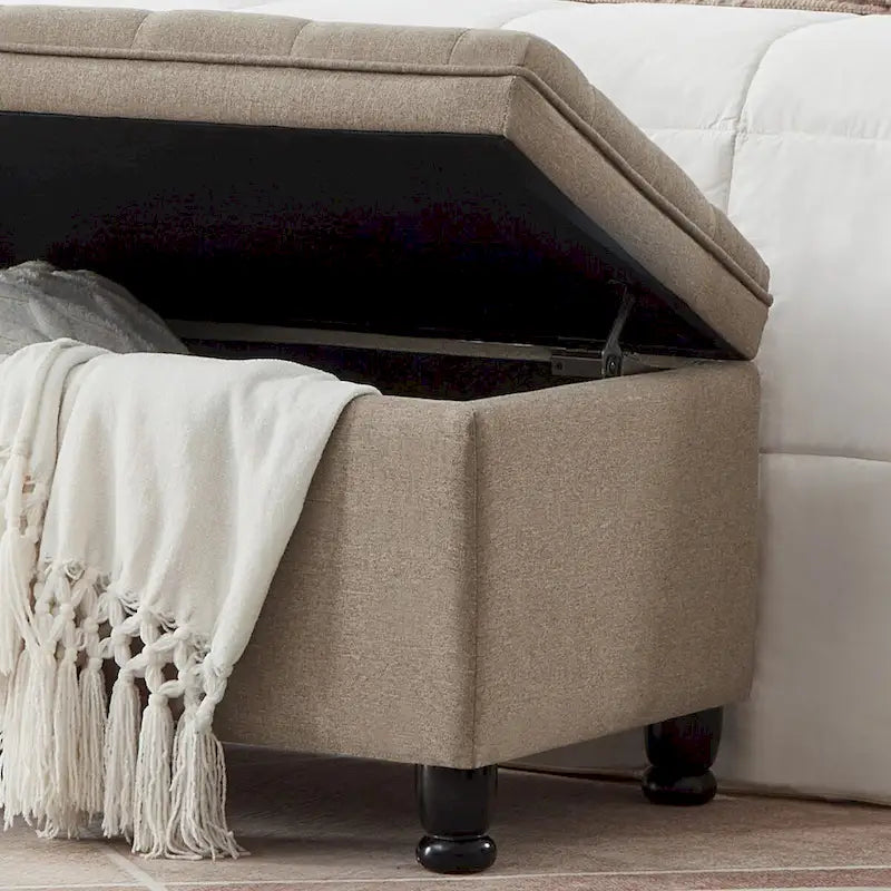 Banc de rangement capitonné avec boutons
