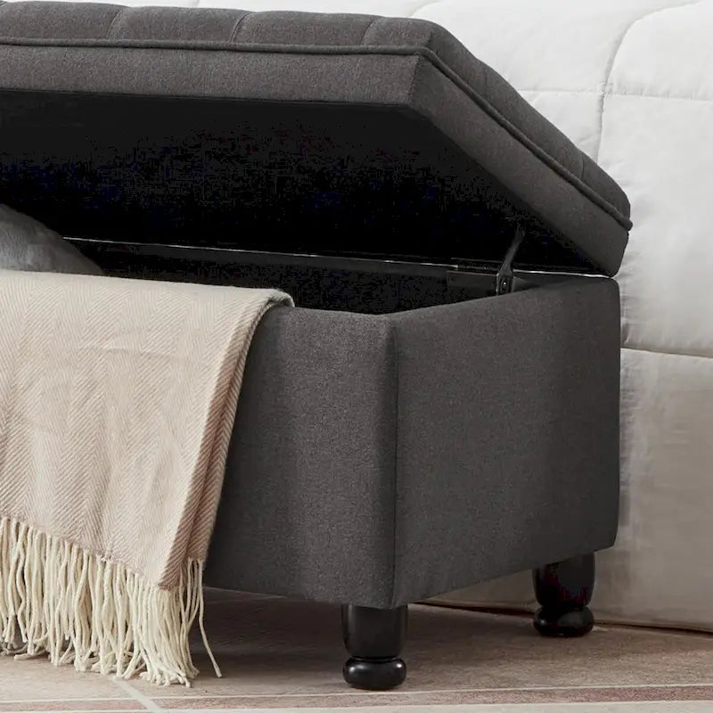 Banc de rangement capitonné avec boutons