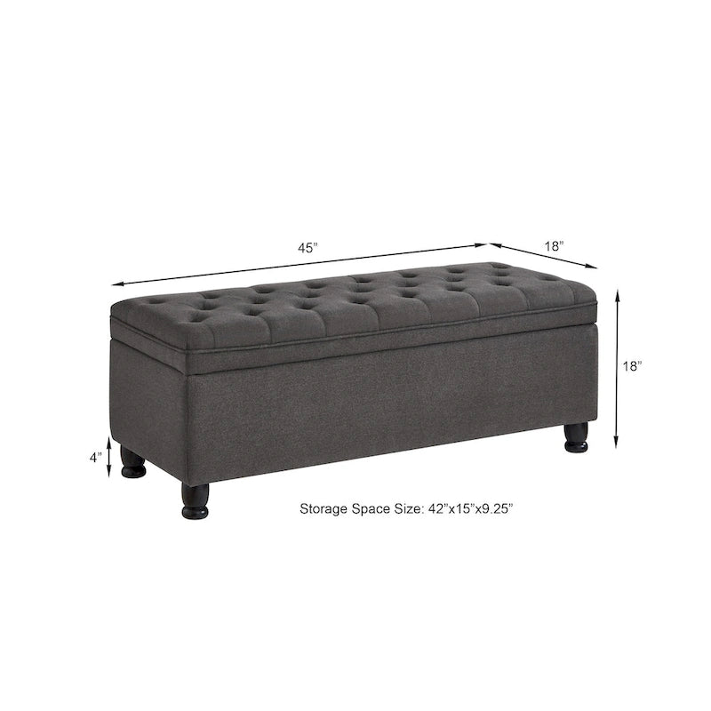 Banc de rangement capitonné avec boutons