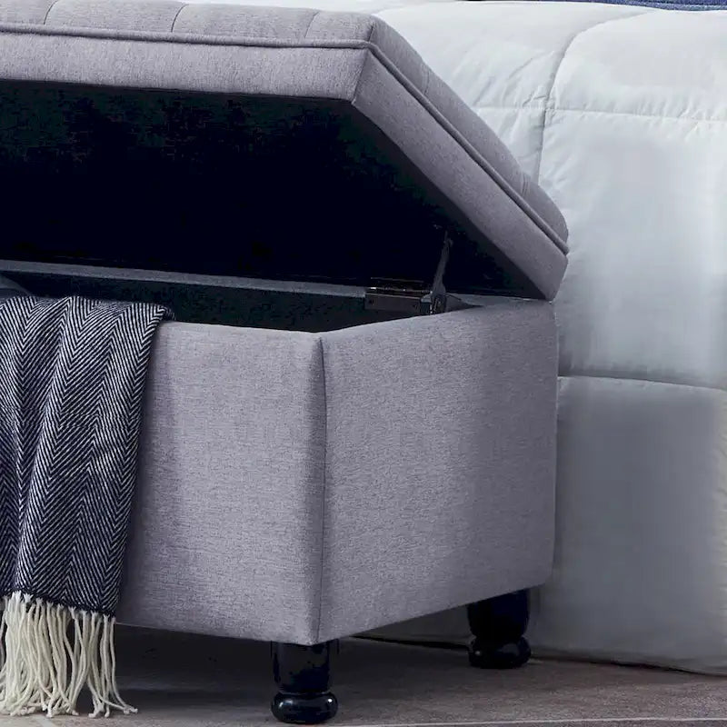 Banc de rangement capitonné avec boutons