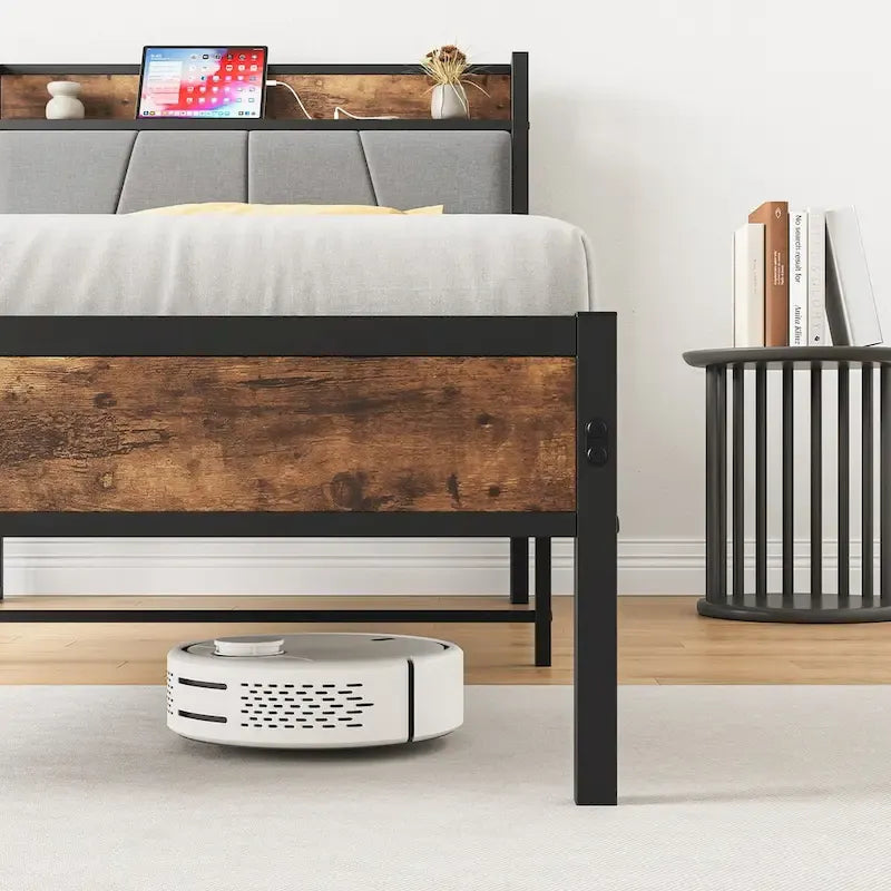 Tête de lit de rangement pour lit jumeau avec station de recharge, montage facile