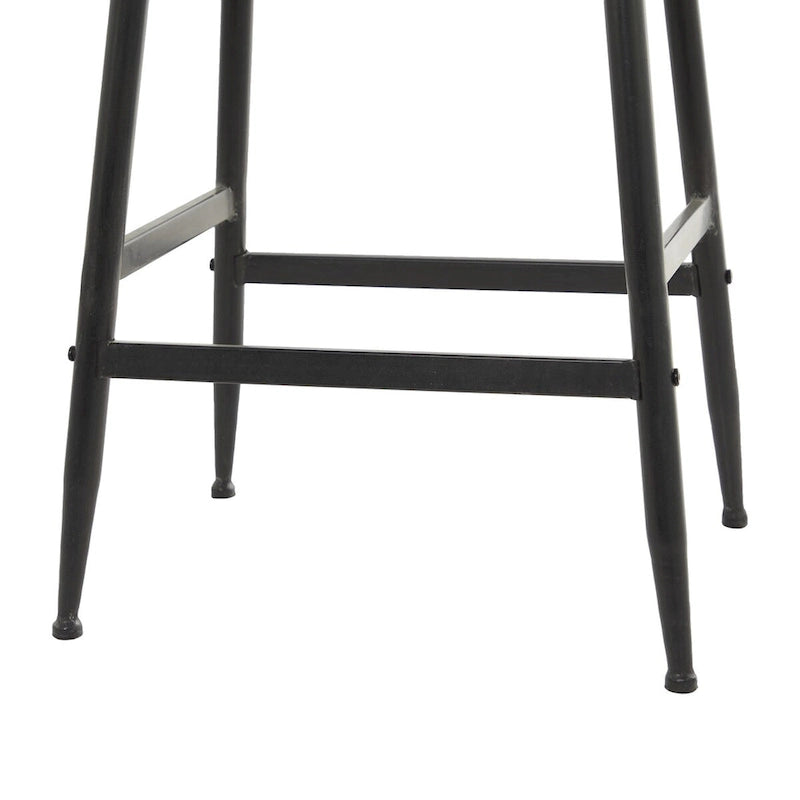 Tabouret de comptoir en métal avec plateau en bois marron - Noir